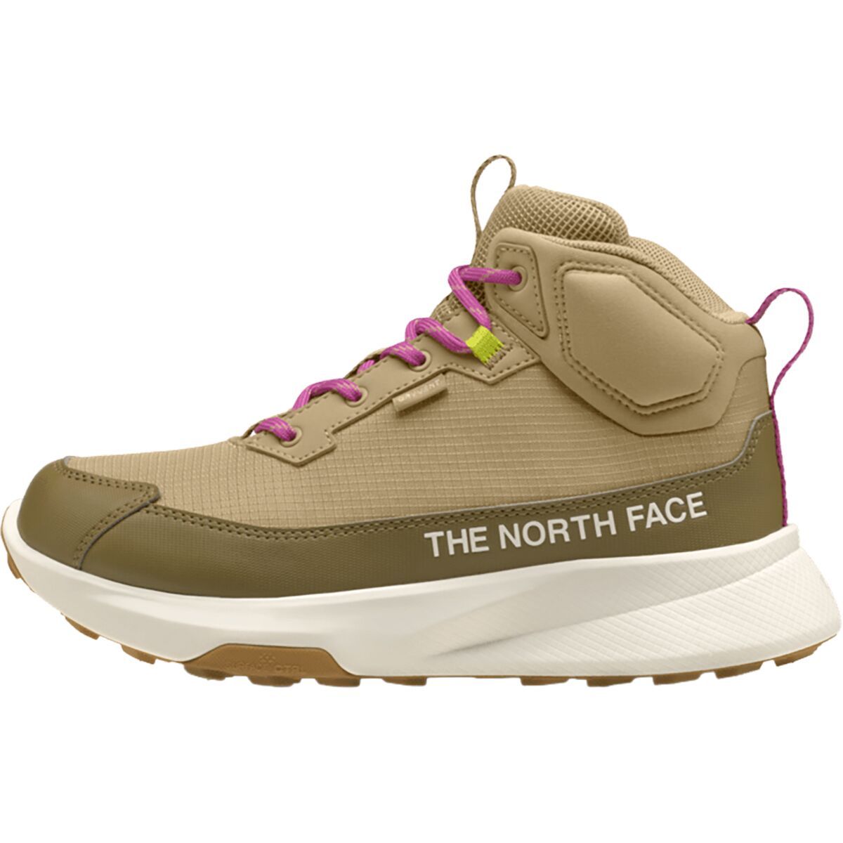 Image of The North Face Fastpack II Mid Waterproof Hiking Boot - Kids' Khaki Stone/Fuchsia Flash, 4