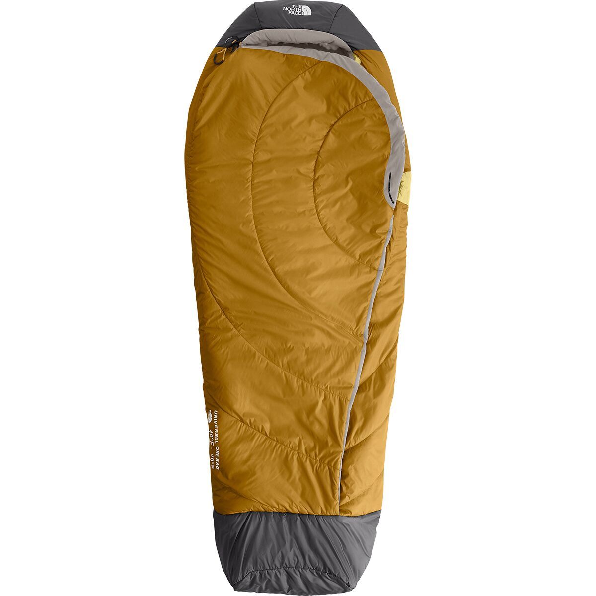 The North Face Universal One Sleeping Bag: 20F Synthetic Honeyed Sand/Stone Slab, Short/Right Zip