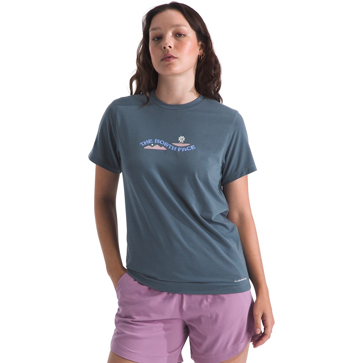 Image of The North Face Adventure Wavy Type Short-Sleeve T-Shirt - Women's Granite Grey, L