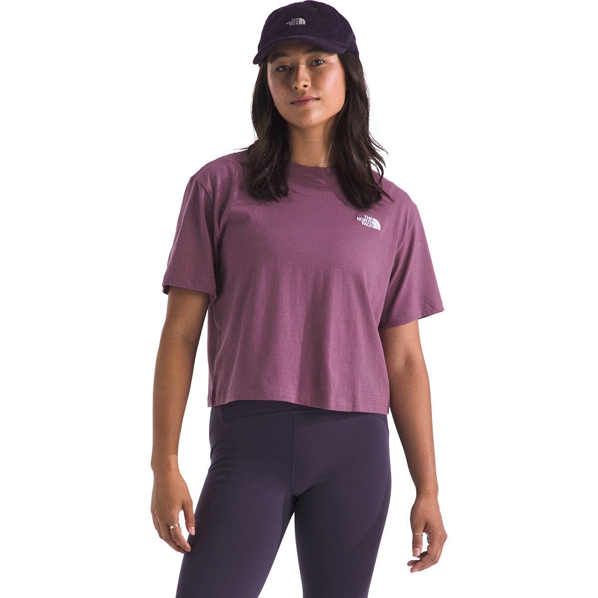 Image of The North Face Evolution Simple Dome Crop Relaxed T-Shirt - Women's Chroma Purple, XL