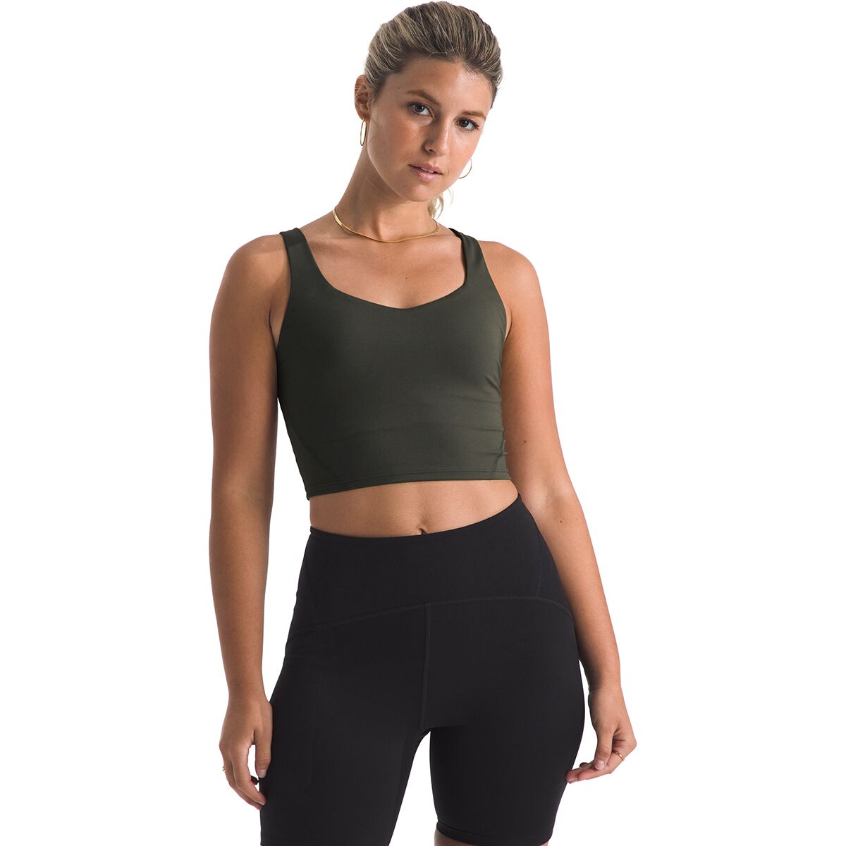Image of The North Face Jaida Long Line Bra - Women's New Taupe Green, M