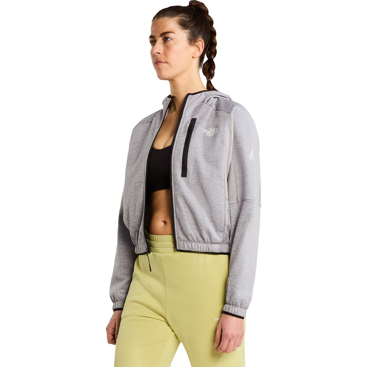 Image of The North Face Mountain Athletics Fleece Full-Zip Jacket - Women's TNF Pale Grey Heather/Meld Grey, M