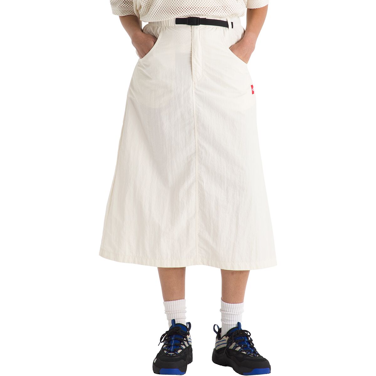 Image of The North Face TNF Red Box Nylon Belted Skirt - Women's White Dune, XL/Reg