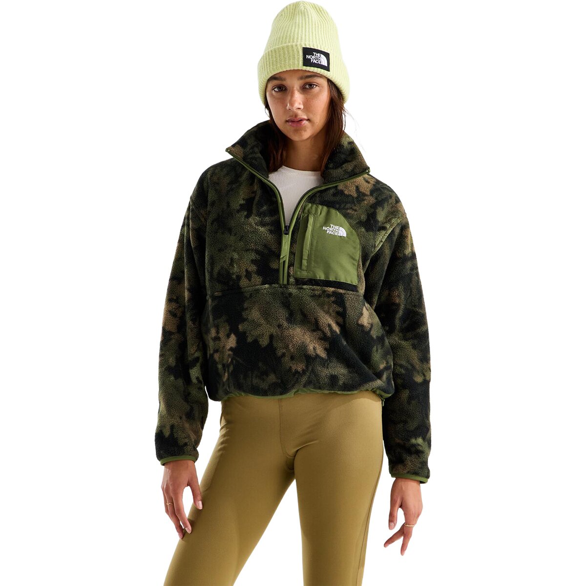 Image of The North Face Yumiori Off Peak 1/2-Zip Print Jacket - Women's Woodland Green Yosemite Oak Print, XL