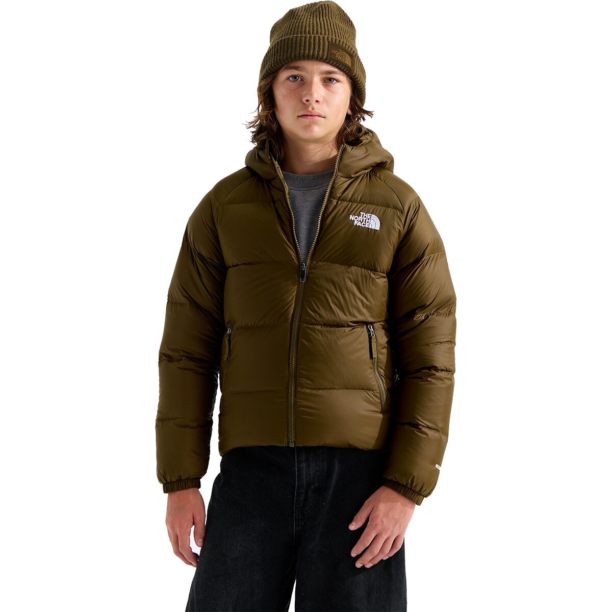 Image of The North Face Hydrenalite Down Hooded Jacket - Boys' Caraway Seed, M