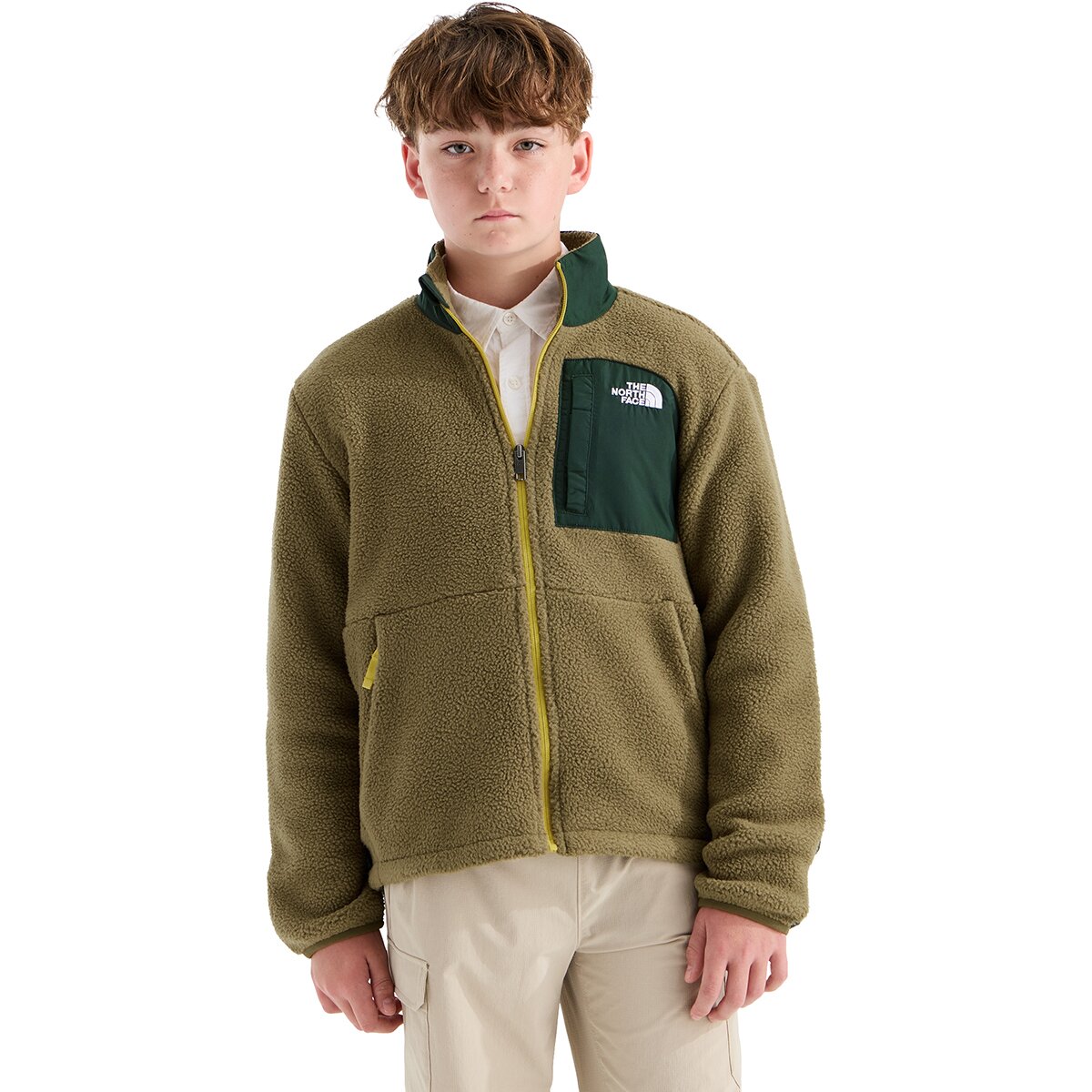 Image of The North Face Yumiori Off Peak Full-Zip Jacket - Boys' Caraway Seed/Bottle Green, S