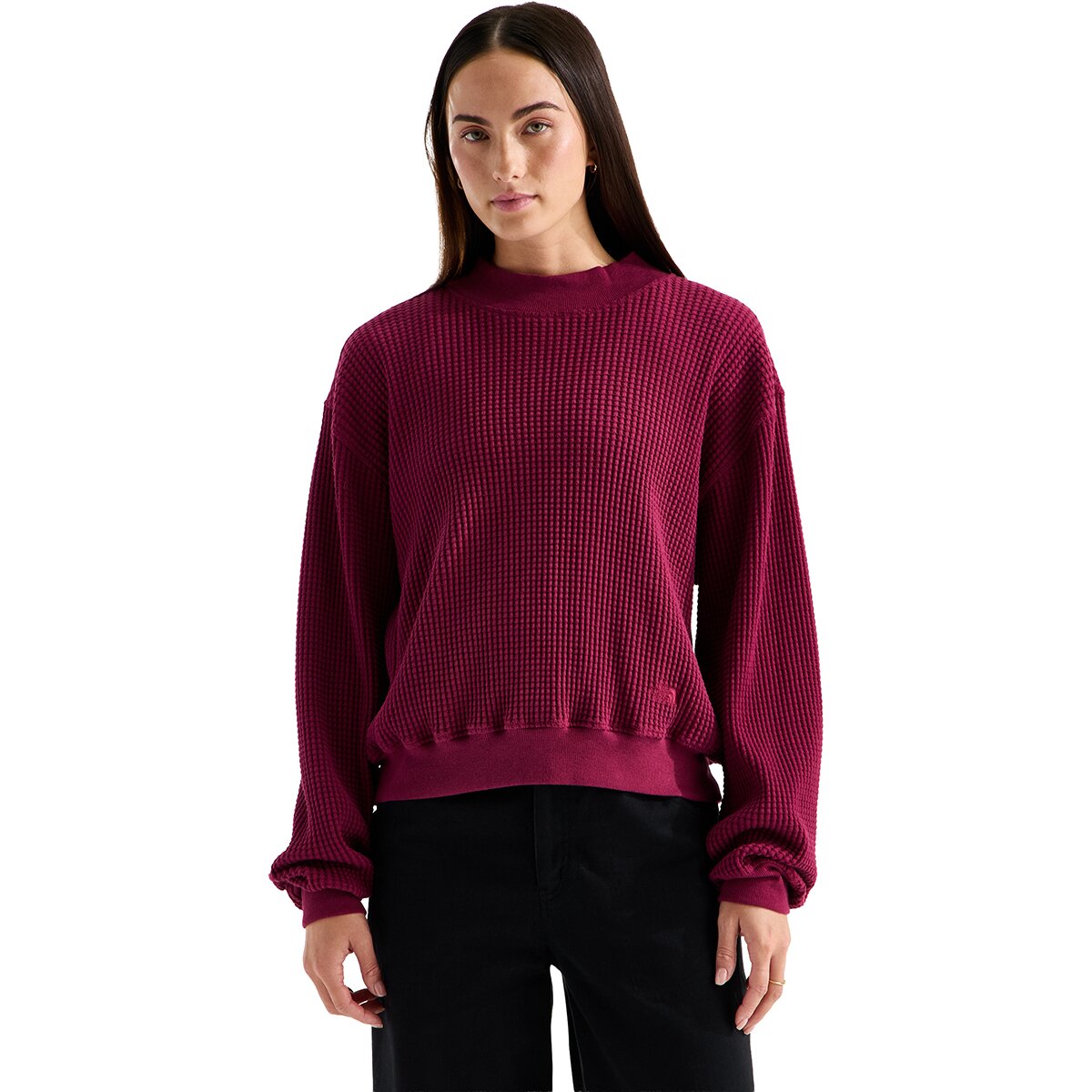Image of The North Face Chabot 2.0 Mock-Neck Sweatshirt - Women's Burgundy Crush, S