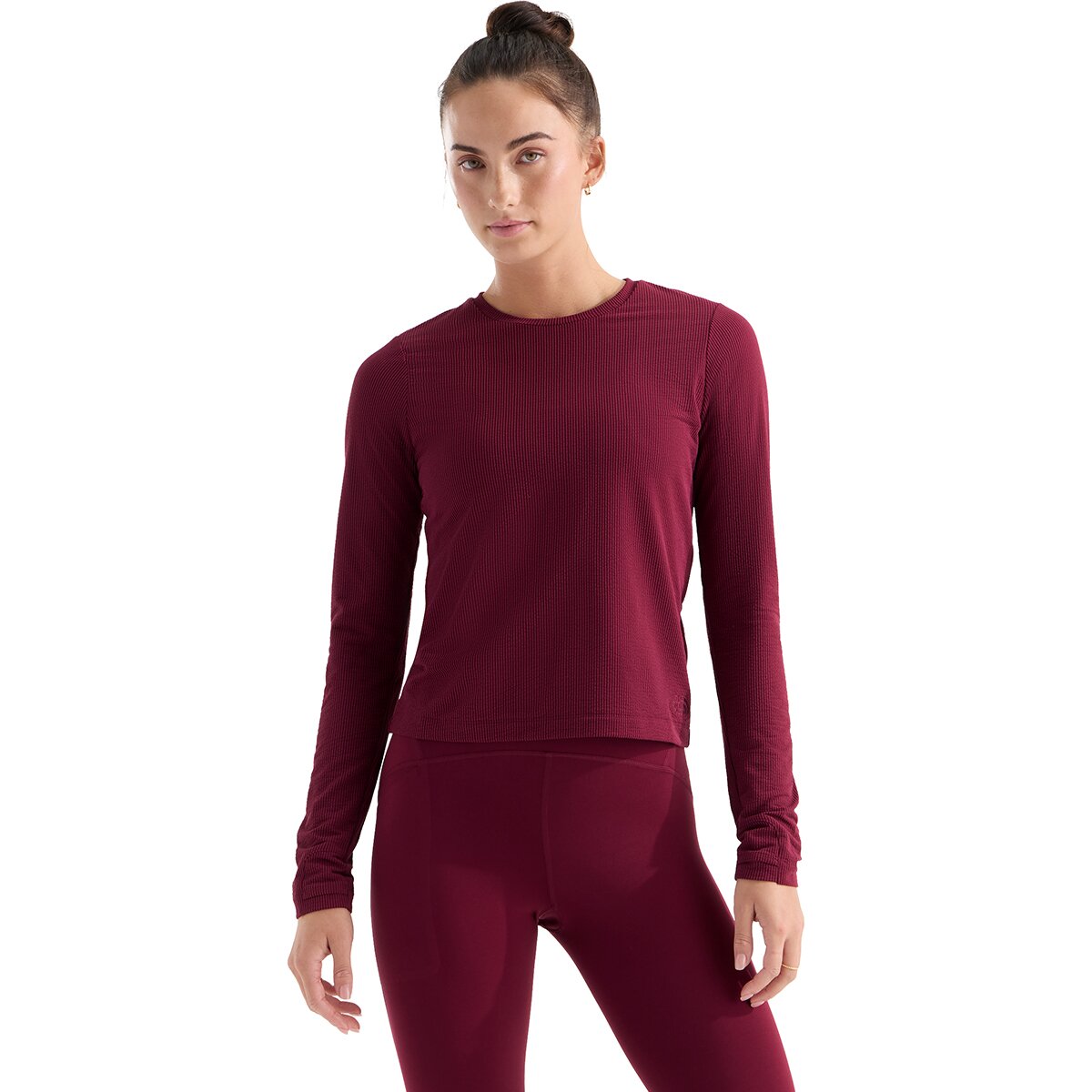 Image of The North Face Golden Ridge Ribbed Long-Sleeve T-Shirt - Women's Burgundy Crush, S