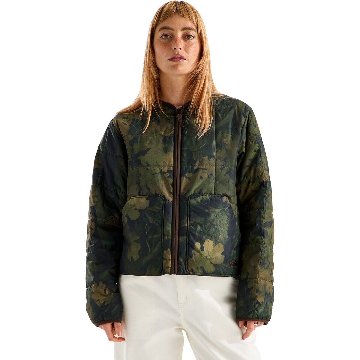 Image of The North Face Lhotse LT Print Insulated Jacket - Women's Woodland Green Yosemite Oak Print, M