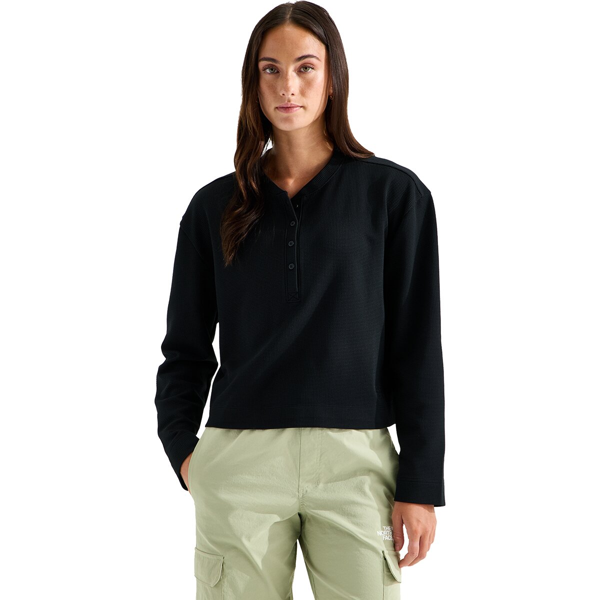 Image of The North Face Ridge Path Waffle Long-Sleeve Henley Top - Women's TNF Black, L