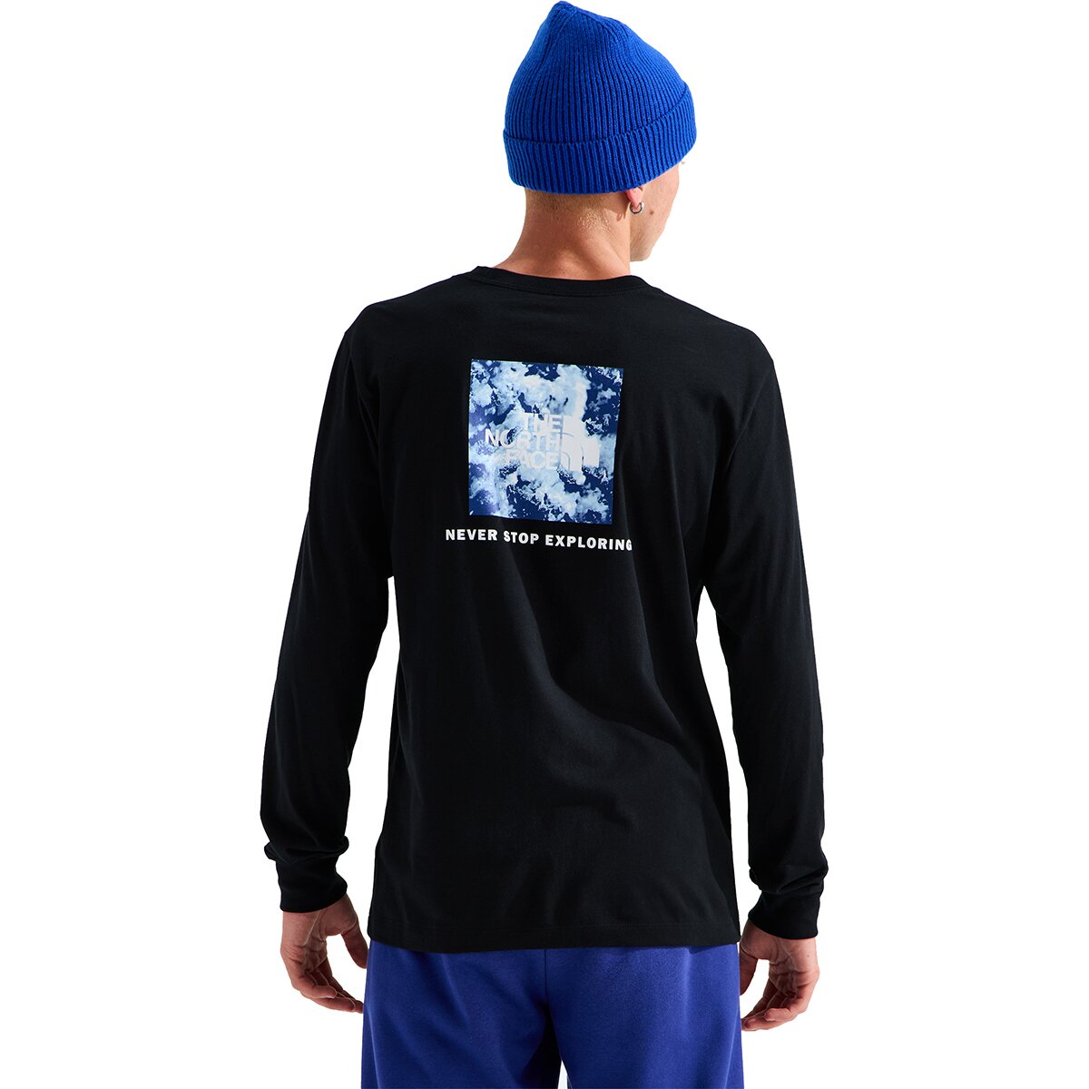 Image of The North Face Evolution Granitic Rock Print Box NSE Reg LS T-Shirt - Men's TNF Black, XL