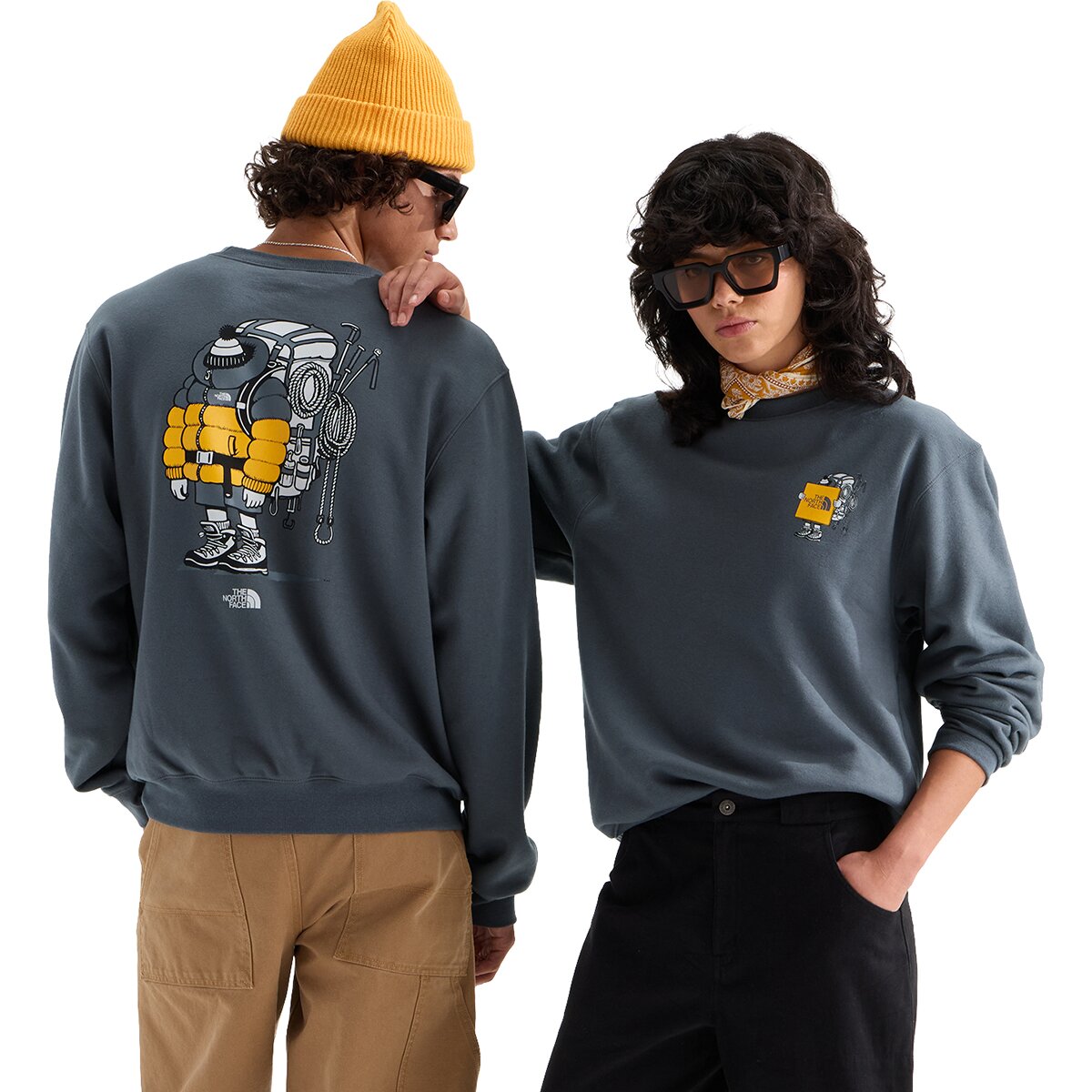 Image of The North Face Gear Up Get Out Relaxed Graphic Crew Shirt Anthracite Grey, L