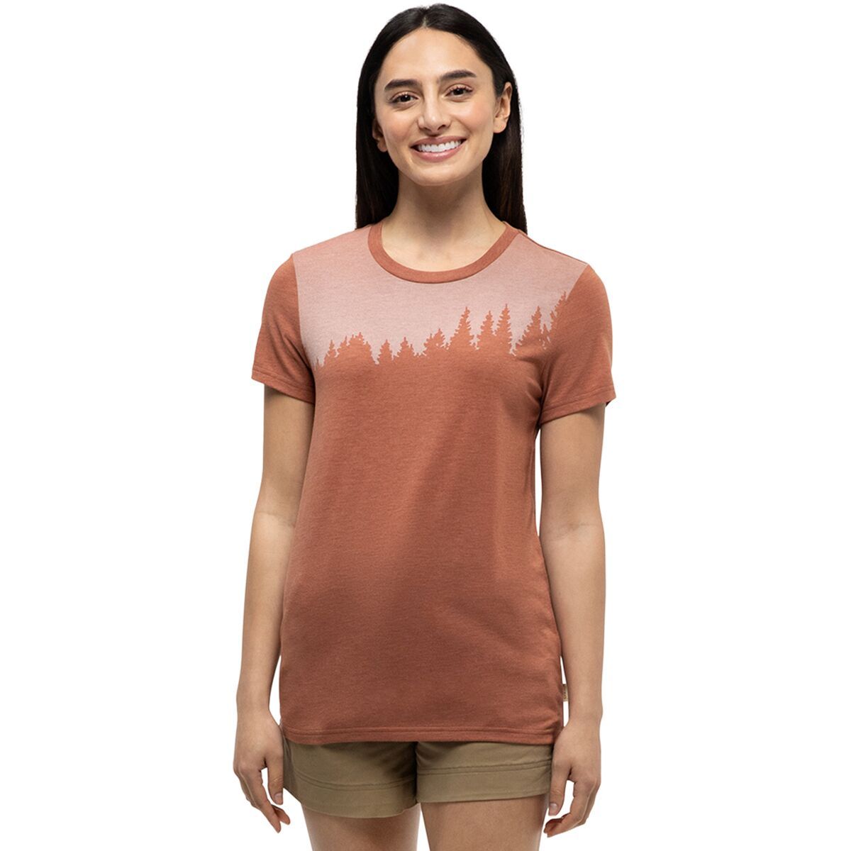 Image of Tentree Juniper T-Shirt - Women's Clay Tile Heather/White, XL