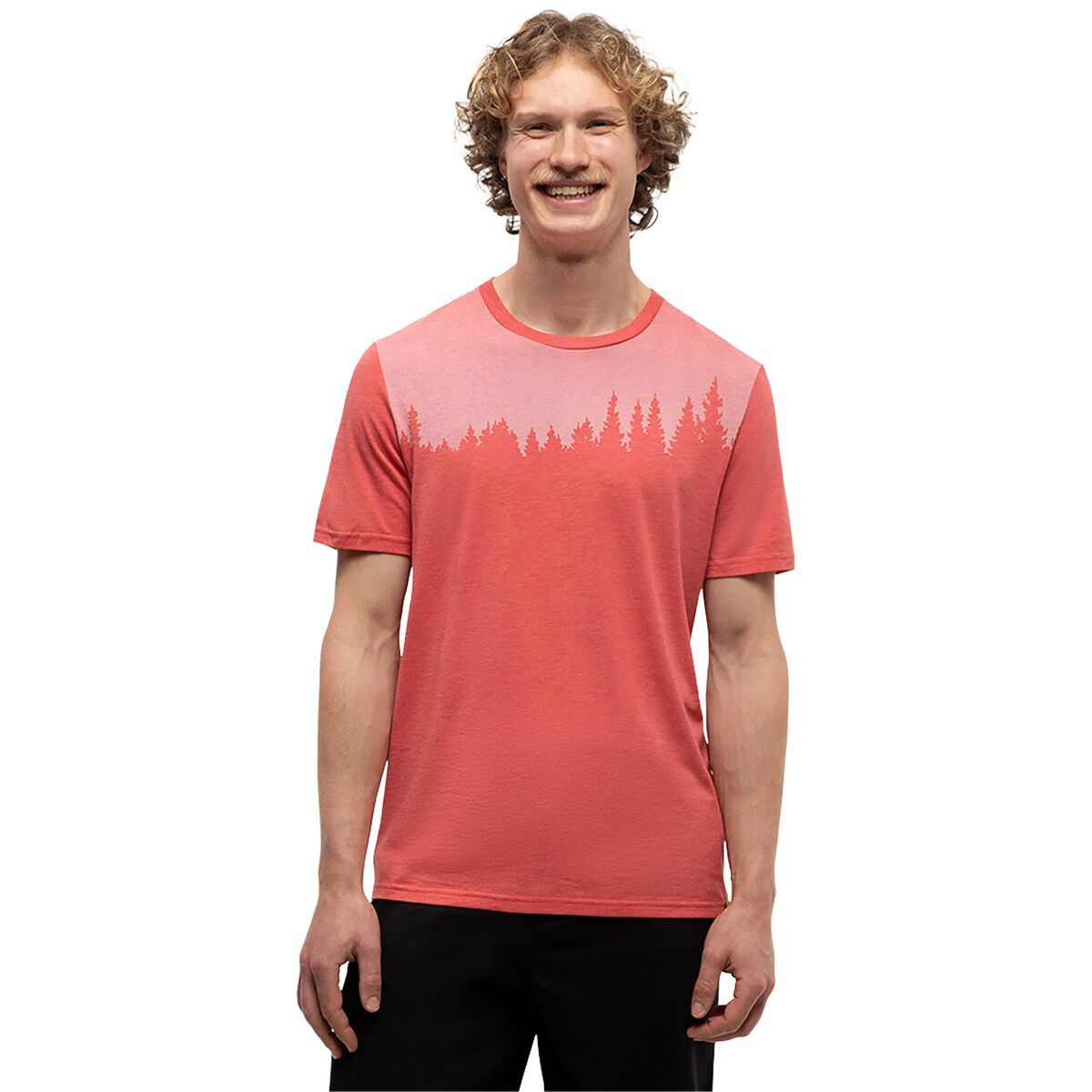 Image of Tentree Juniper T-Shirt - Men's Deep Coral Heather/White, XXL