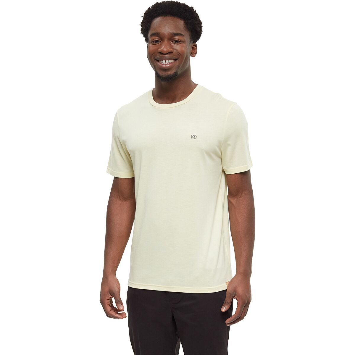 Image of Tentree Embroidered Ten Classic T-Shirt - Men's Sunray Heather/Anchor Grey, M