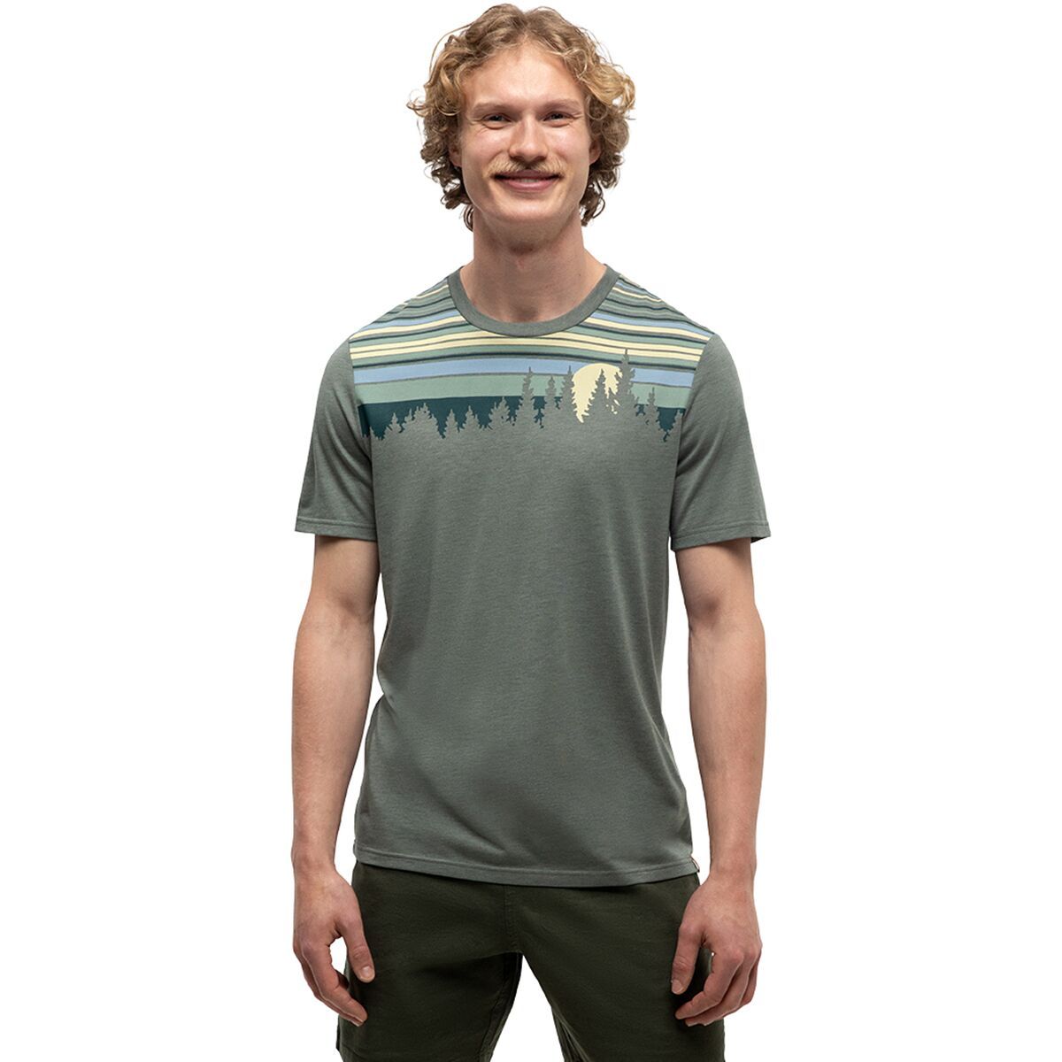 Image of Tentree Retro Juniper Classic T-Shirt - Men's Agave Green Heather/Jasper, L