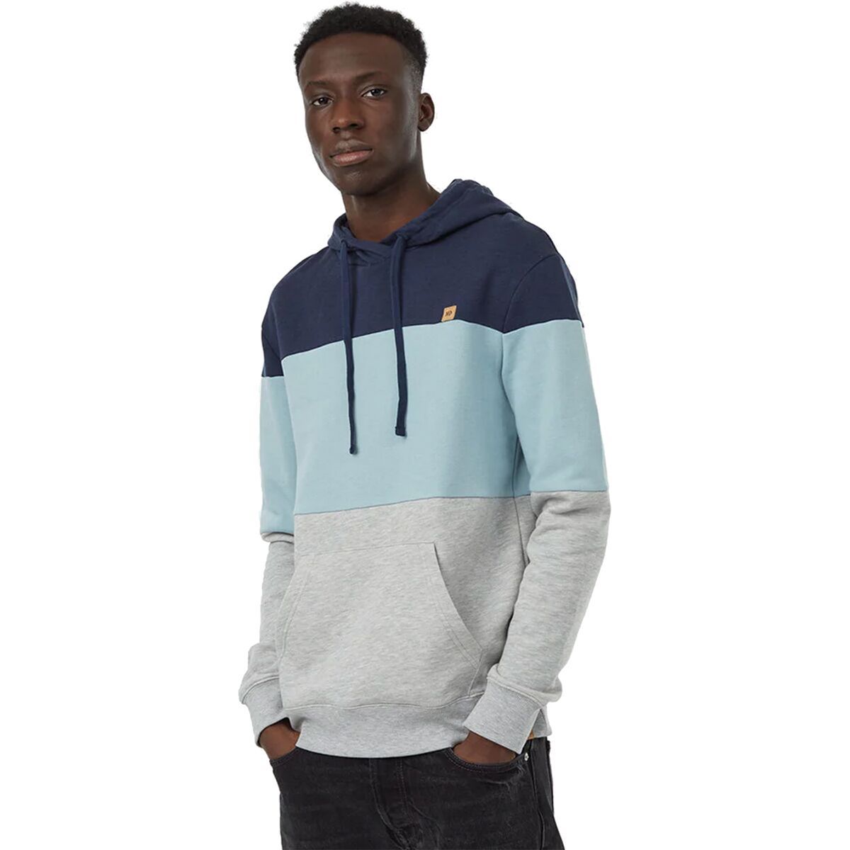 Tentree TreeFleece Blocked Reynard Hoodie - Men's Dress Blue/Tourmaline Blue, M