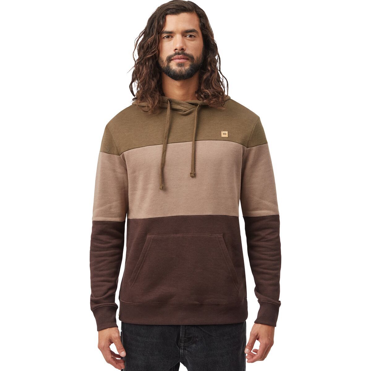 Tentree TreeFleece Blocked Reynard Hoodie - Men's Uniform Green/Pine Bark/Dark Oak, XXL