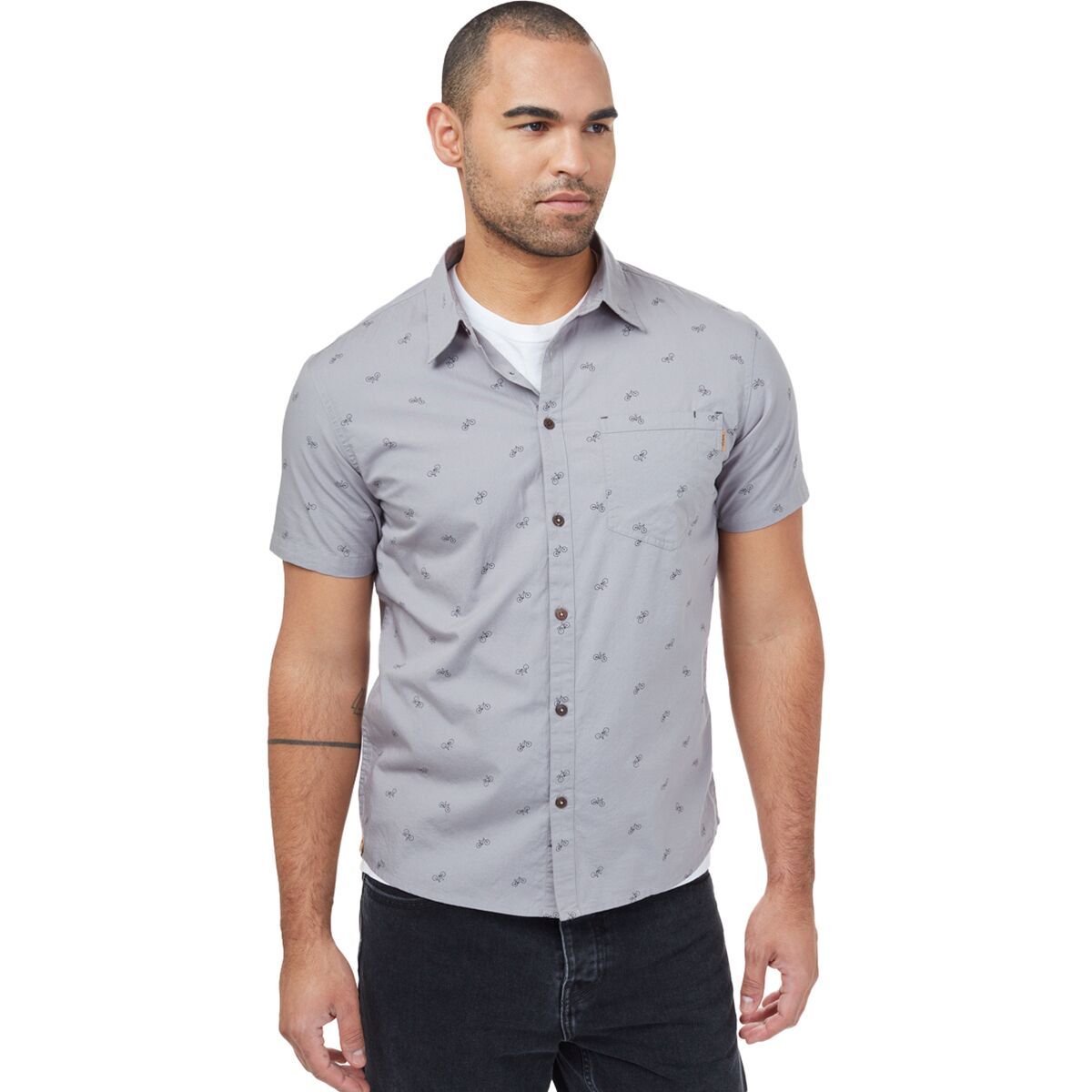 Tentree Bike Around Short-Sleeve Shirt - Men's Sharkskin Grey Bike Around, L
