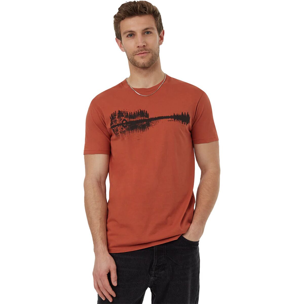 Tentree Summer Guitar T-Shirt - Men's Baked Clay/Meteorite Black, XXL
