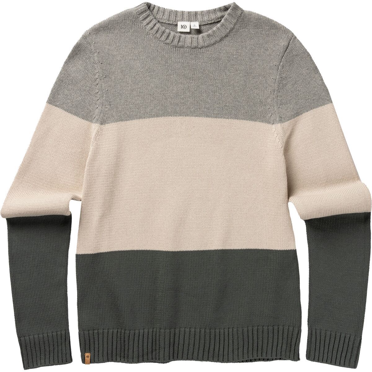 Tentree Highline Blocked Crew Sweater - Men's Grey Heather/Oatmeal/Urban Green, XL