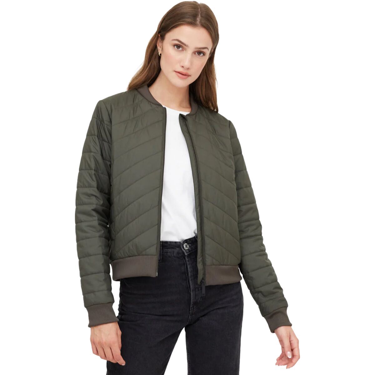 Tentree Cloud Shell Bomber Jacket - Women's Black Olive Green, M