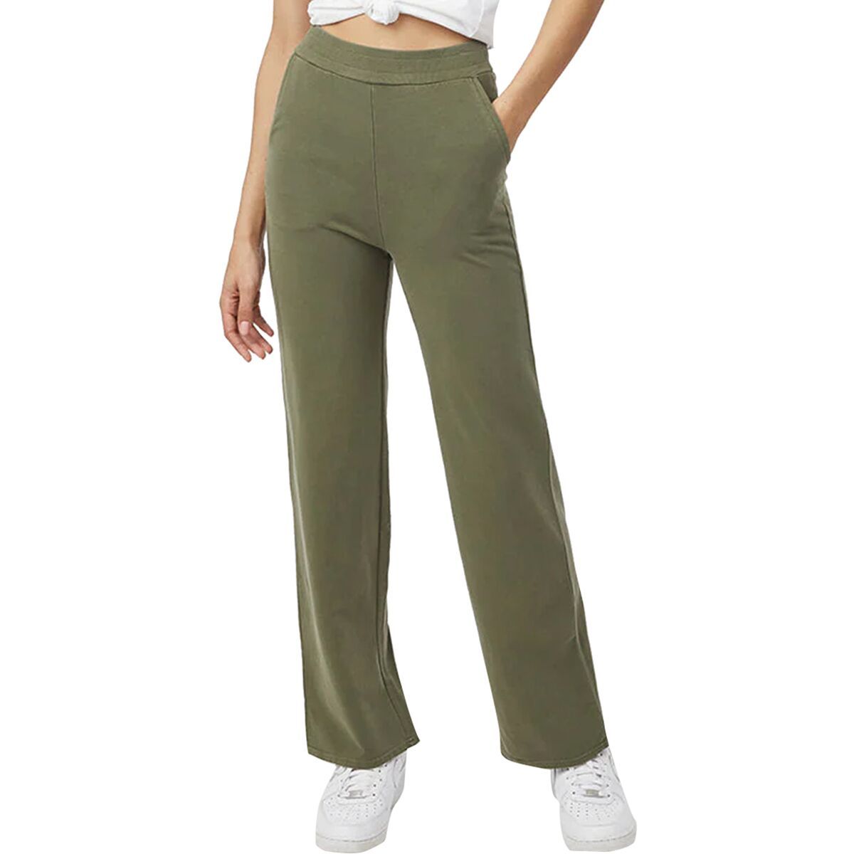 Tentree French Terry Wide Leg Sweatpant - Women's Olive Night Green, M