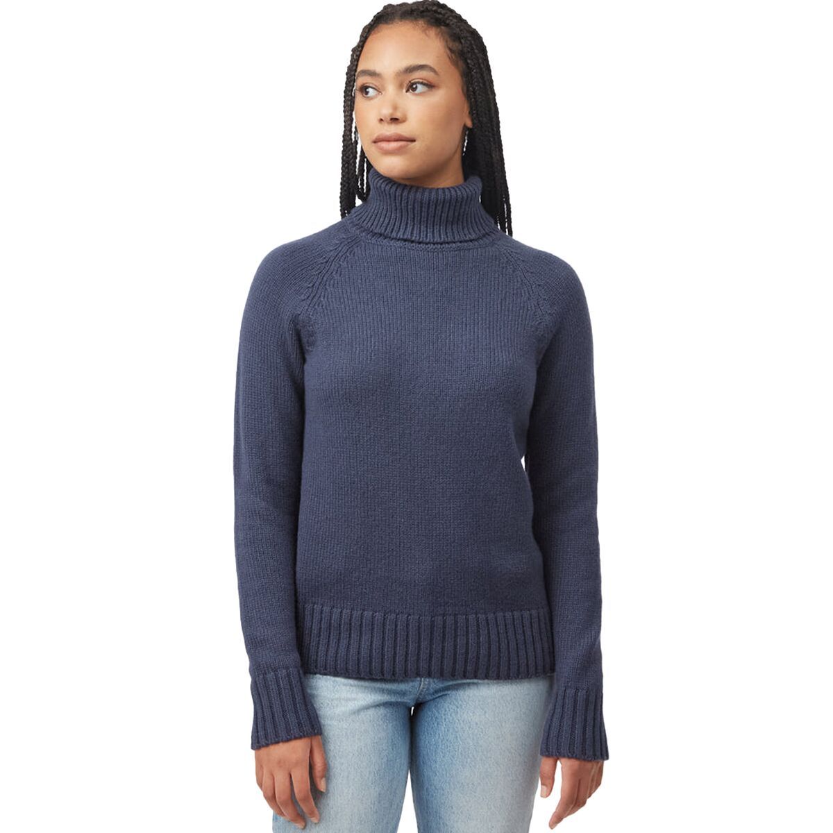 Tentree Highline Wool Turtleneck Sweater - Women's Dress Blue, XL