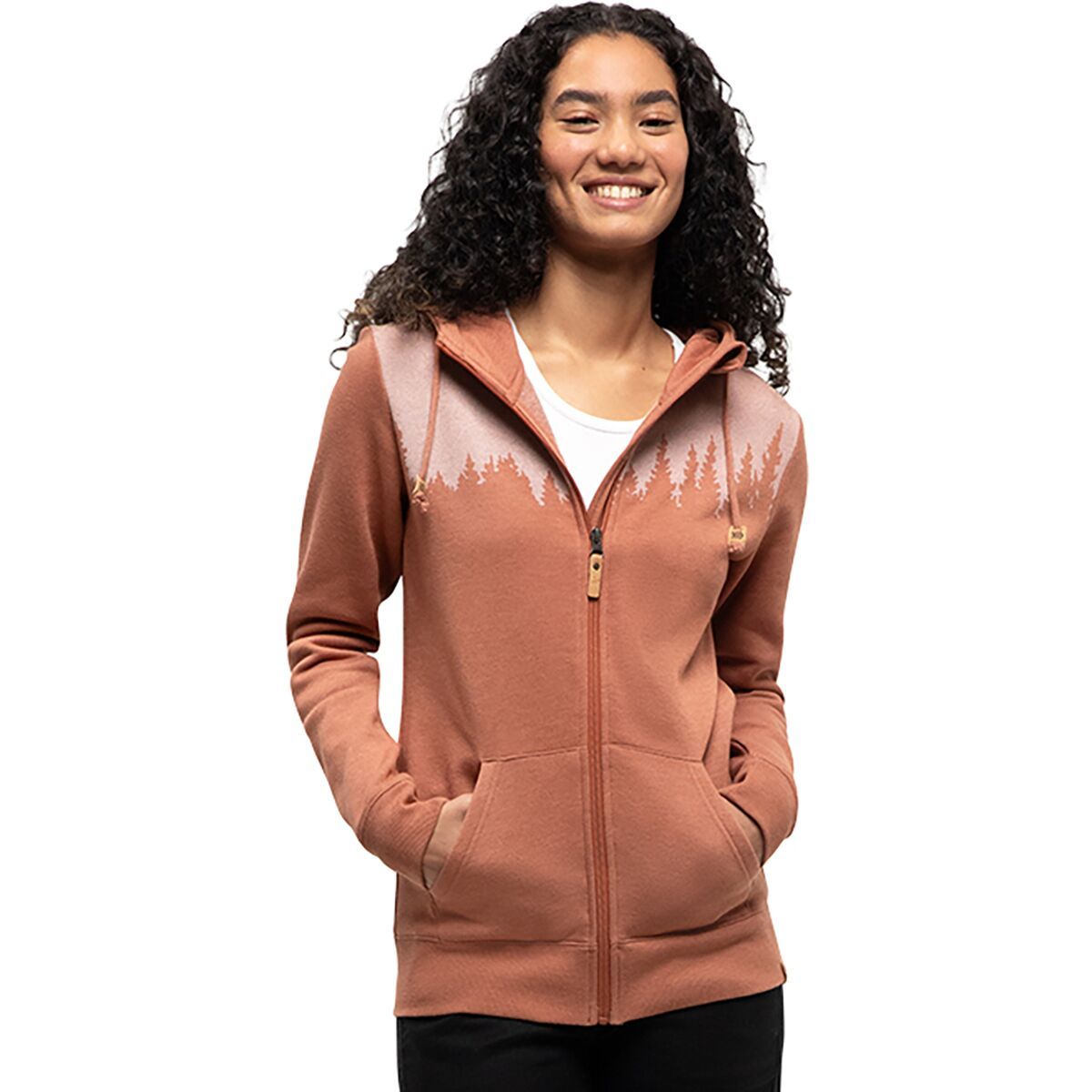 Image of Tentree Juniper Zip Hoodie - Women's Clay Tile Heather/White, M