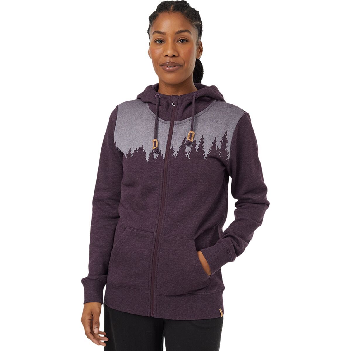 Tentree Juniper Zip Hoodie - Women's Midnight Plum Heather/White, S