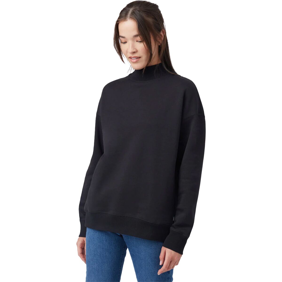 Oversized Mockneck Fleece Sweater - Women