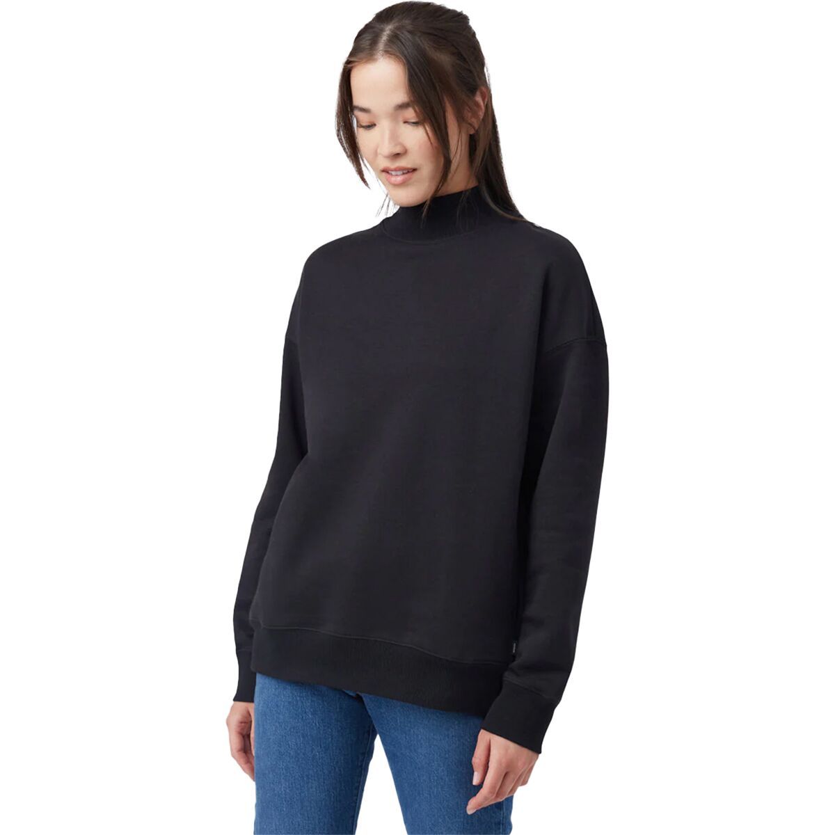 Tentree Oversized Mockneck Fleece Sweater - Women's Meteorite Black, L