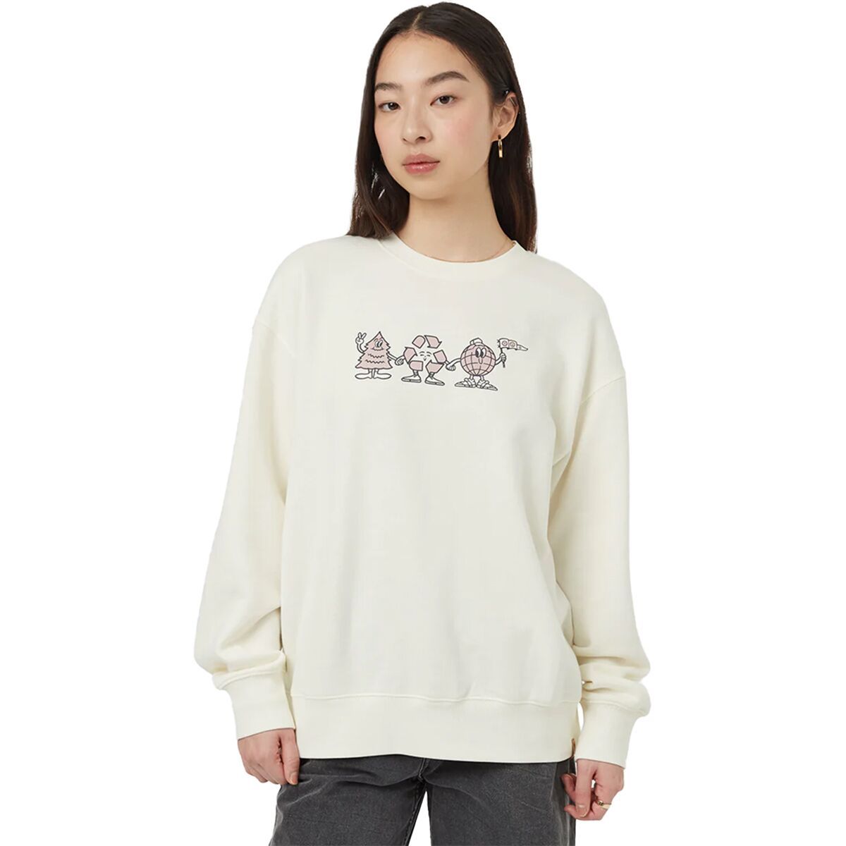 Tentree Recycle Crew Sweater - Women's Cloud White/Lilac Snow, L