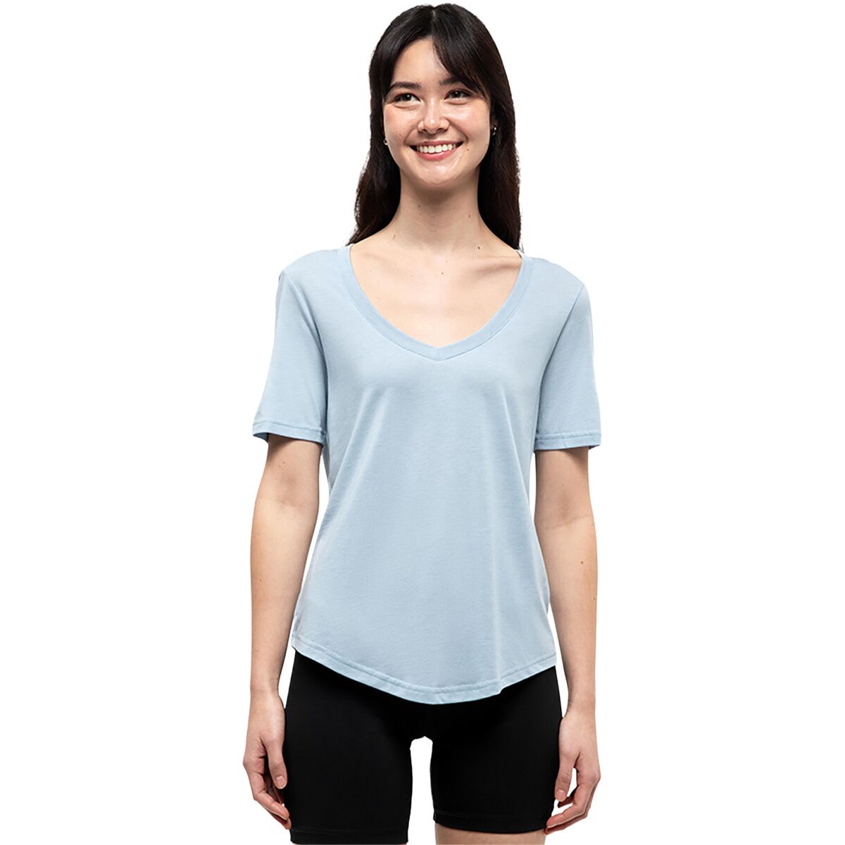 Image of Tentree TreeBlend V-Neck T-Shirt - Women's Blue Haze Heather, XL