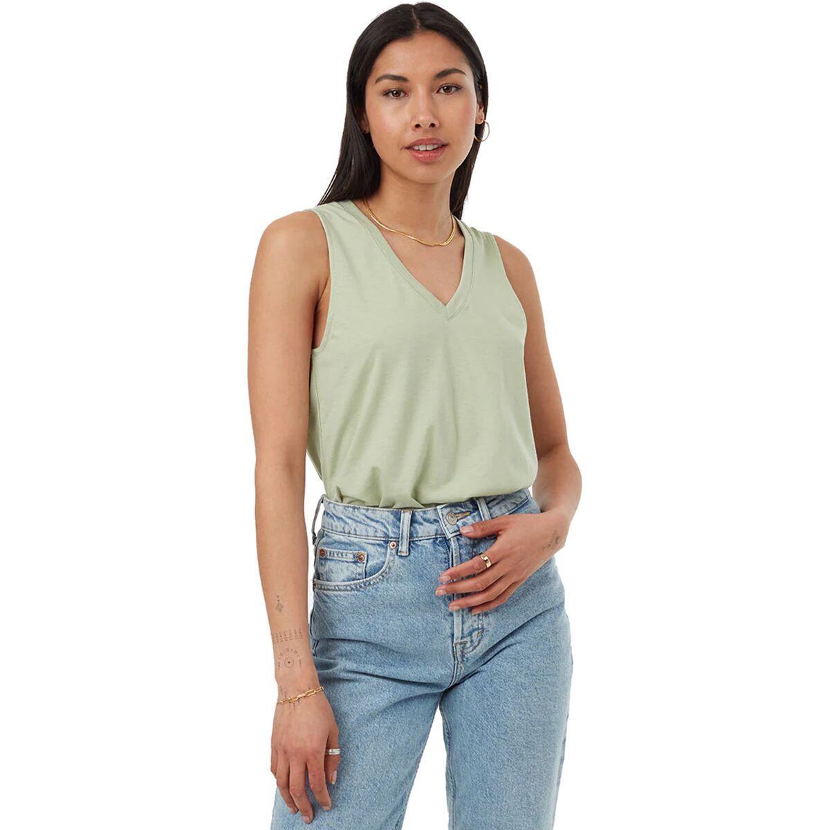Tentree TreeBlend V-Neck Tank Top - Women's Light Sage, S