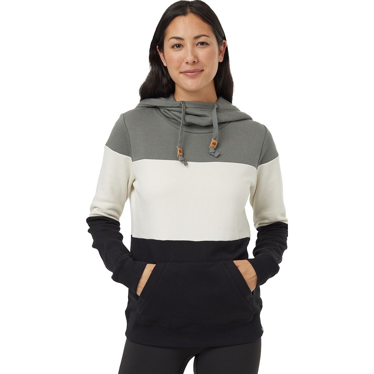Tentree TreeFleece Blocked Banshee Hoodie - Women's Mineral/Undyed/Meteorite Black, XL