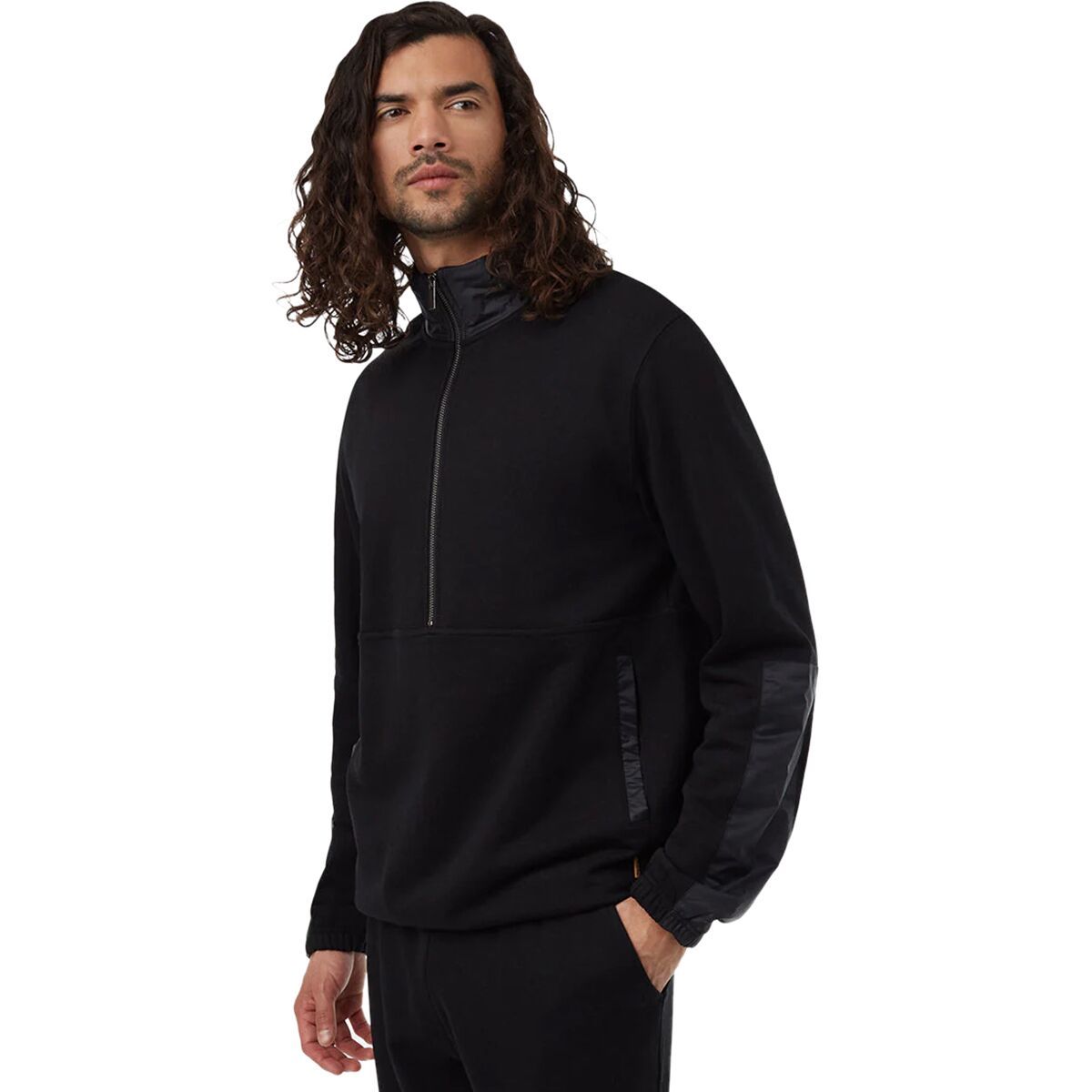 Tentree TreeFleece Woven Panel 1/2-Zip - Men's Meteorite Black, M