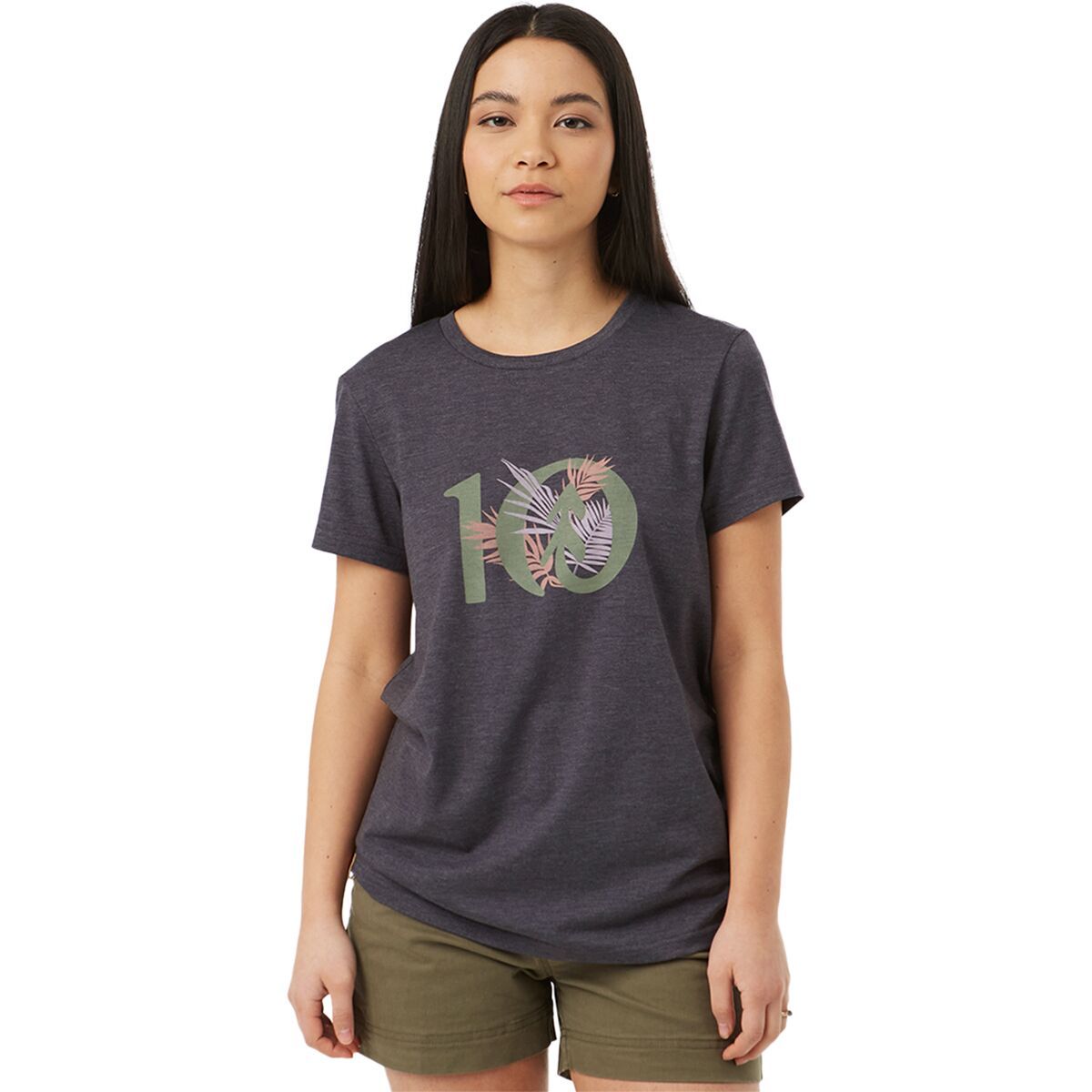 Tentree Tropical Ten T-Shirt - Women's Periscope Grey Heather, M
