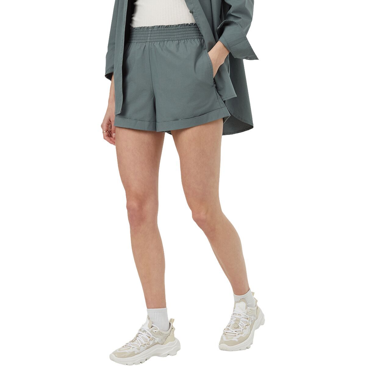 Image of Tentree EcoStretch Cotton Short - Women's Light Urban Green, XS