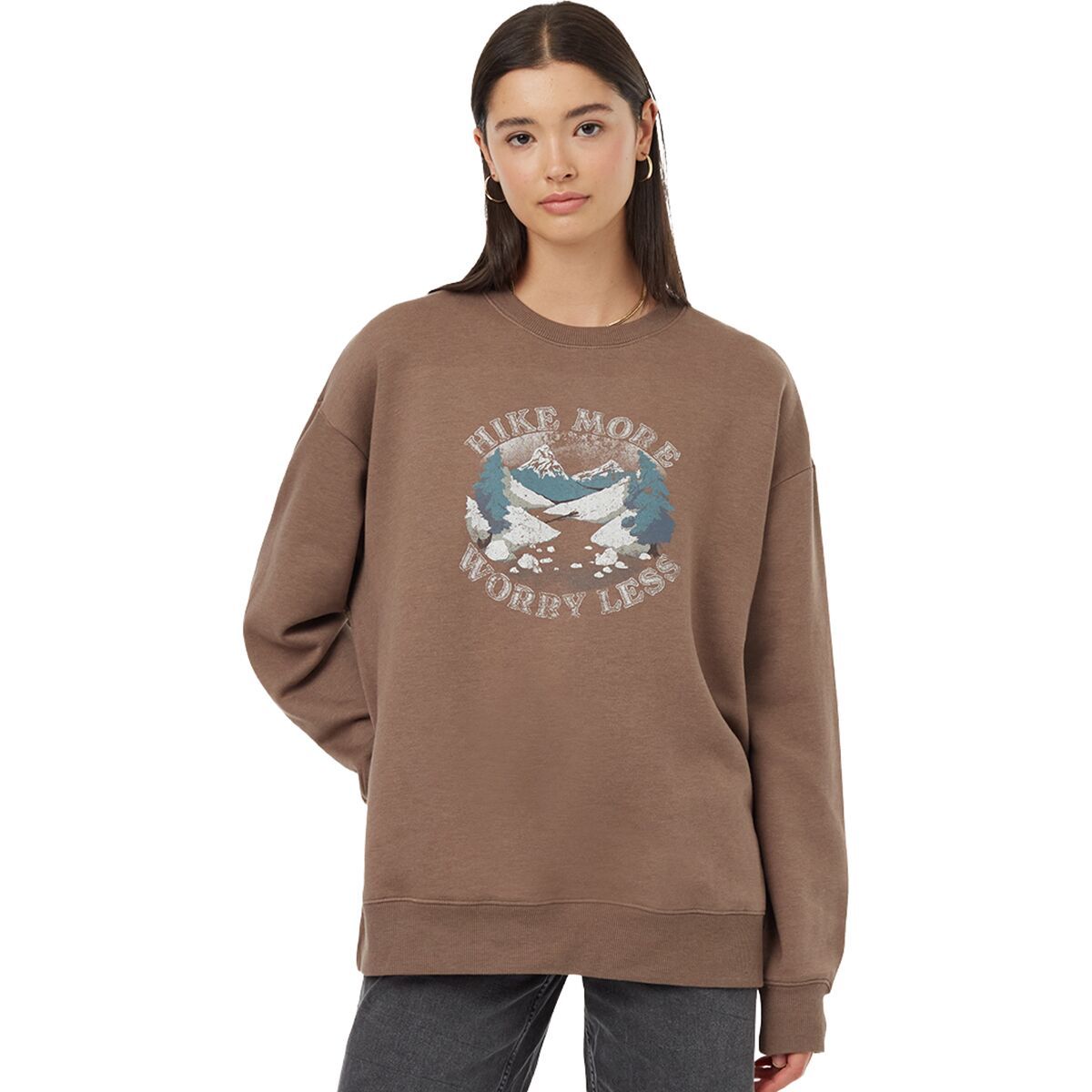 Tentree Hike More Oversized Crew Sweatshirt - Women's Fossil/White Onyx, L