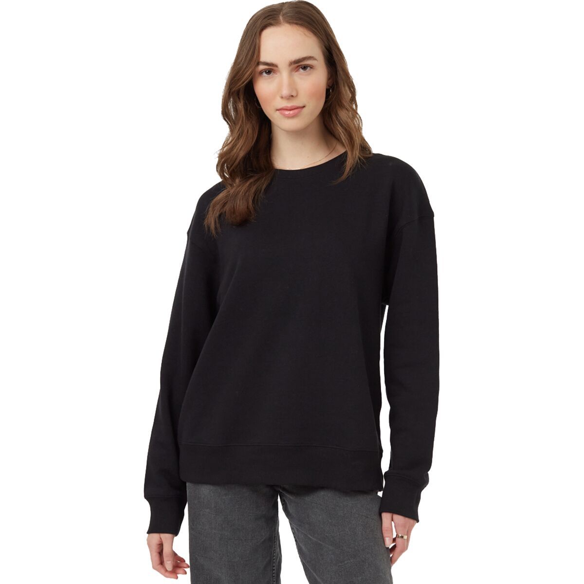 Tentree TreeFleece Relaxed Crew Sweatshirt - Women's Meteorite Black, XS