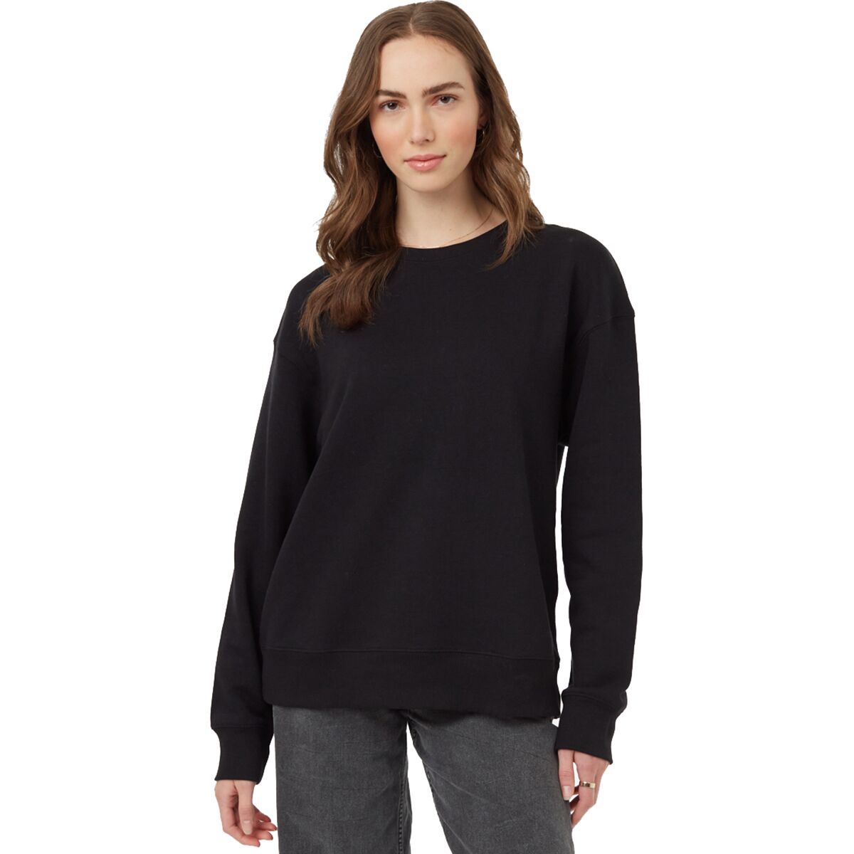 Image of Tentree TreeFleece Relaxed Crew Sweatshirt - Women's Meteorite Black, XS