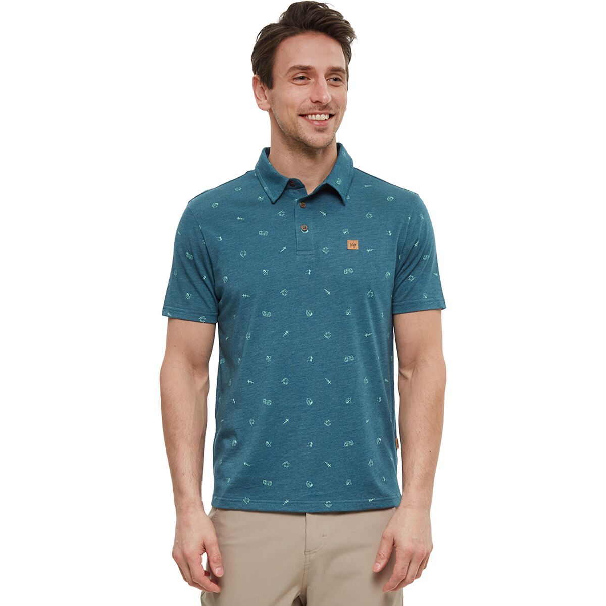 Image of Tentree Astir Polo Shirt - Men's Jasper Heather/Everyday Adventure, L
