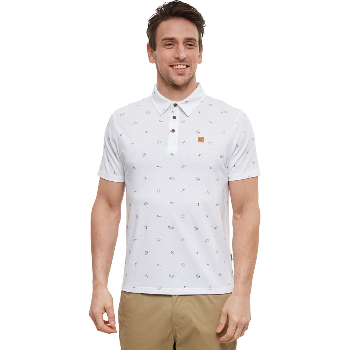 Image of Tentree Astir Polo Shirt - Men's White/Everyday Adventure/Falcon, L
