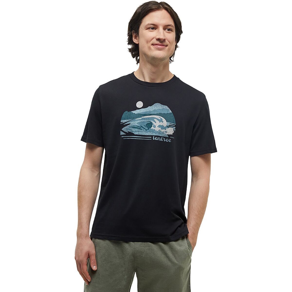 Image of Tentree Breaker T-Shirt - Men's Meteorite Black/Mineral Blue, XL