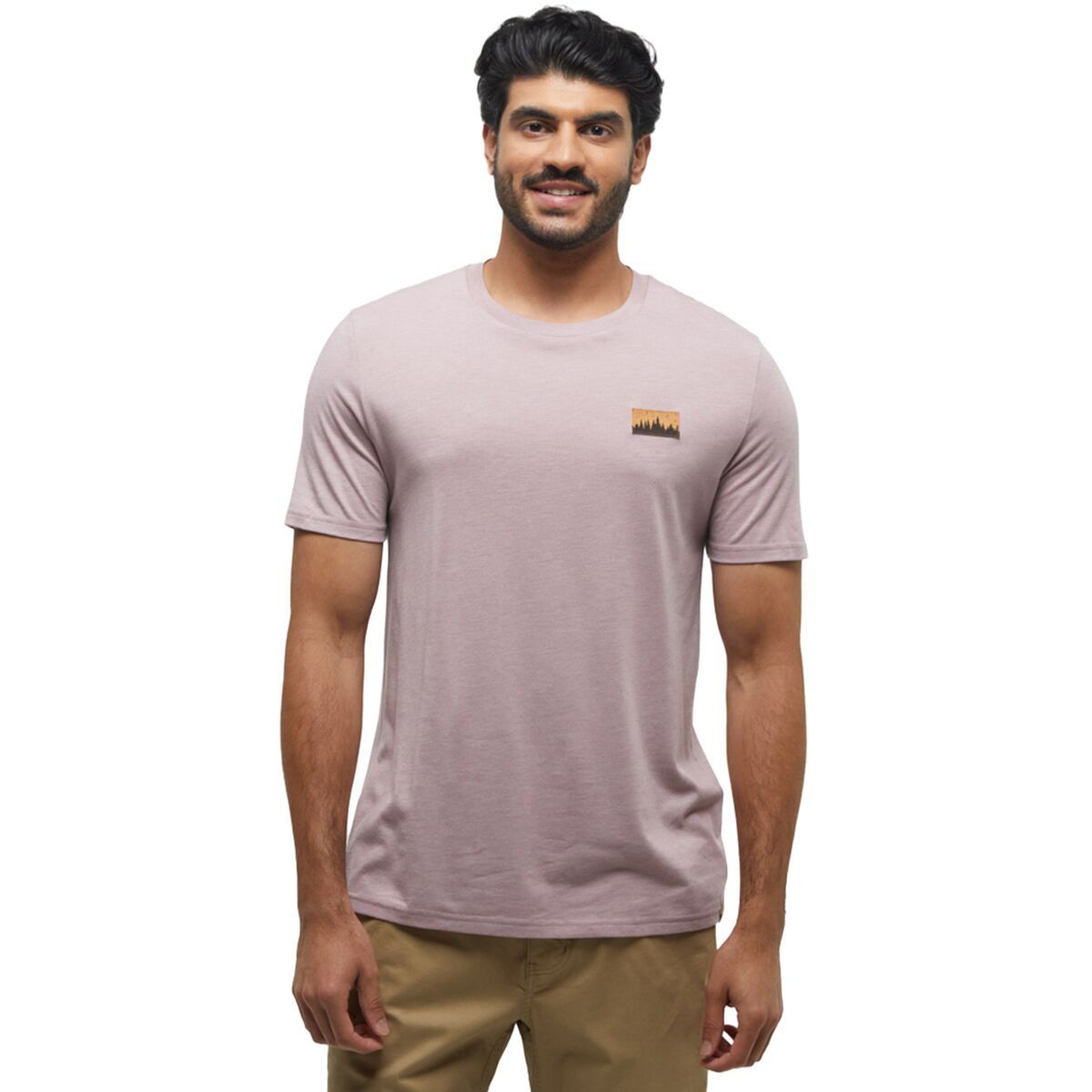 Image of Tentree Juniper Cork Patch T-Shirt - Men's Vintage Mauve Heather/Cork Patch, L