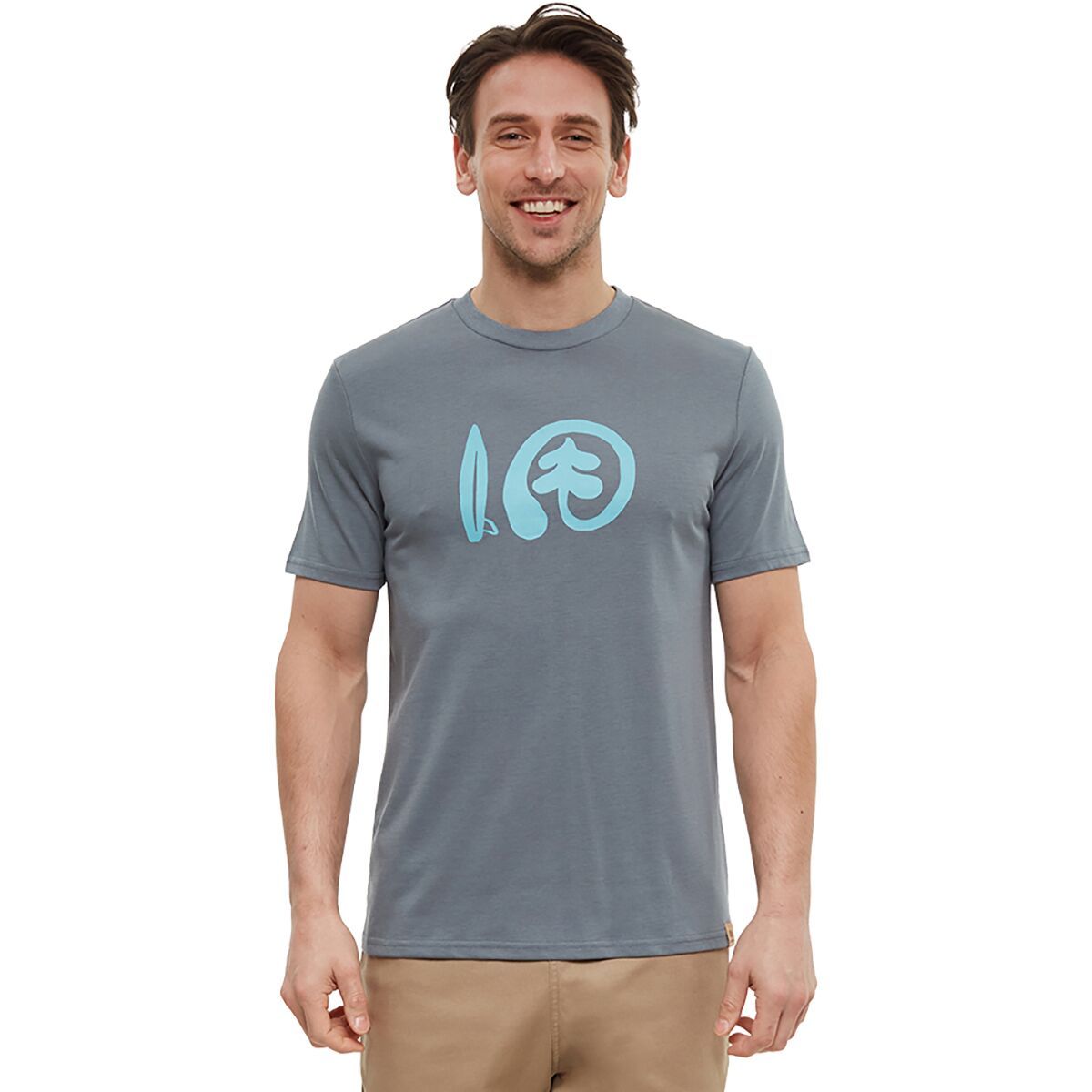 Image of Tentree Seaforestation Logo T-Shirt - Men's Anchor Grey/Sea Blue, L