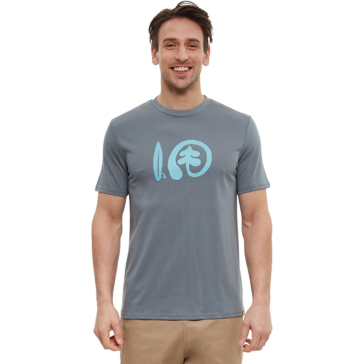 Image of Tentree Seaforestation Logo T-Shirt - Men's Anchor Grey/Sea Blue, XL