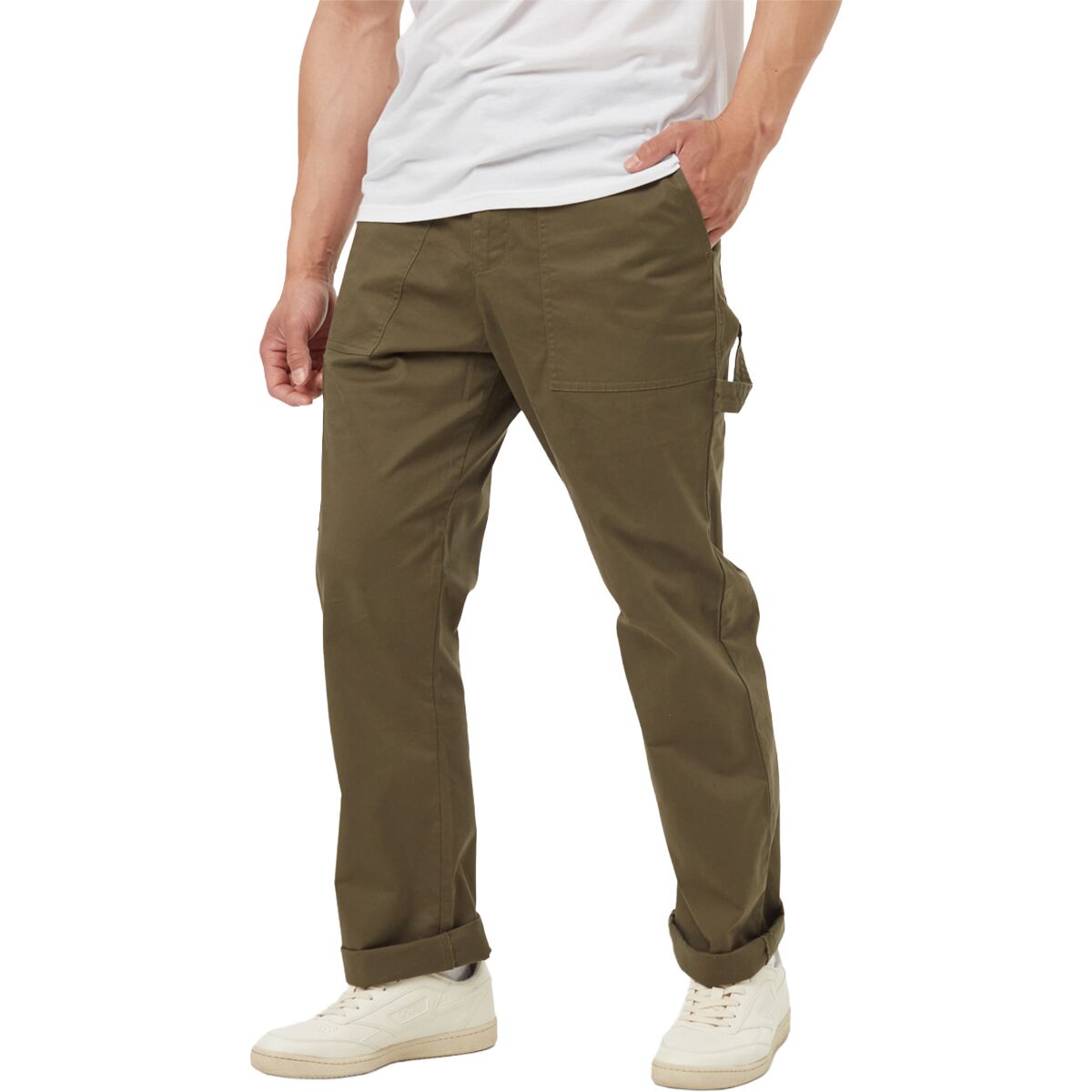 Image of Tentree Stretch Twill Workwear Pant - Men's Olive Night Green, 33
