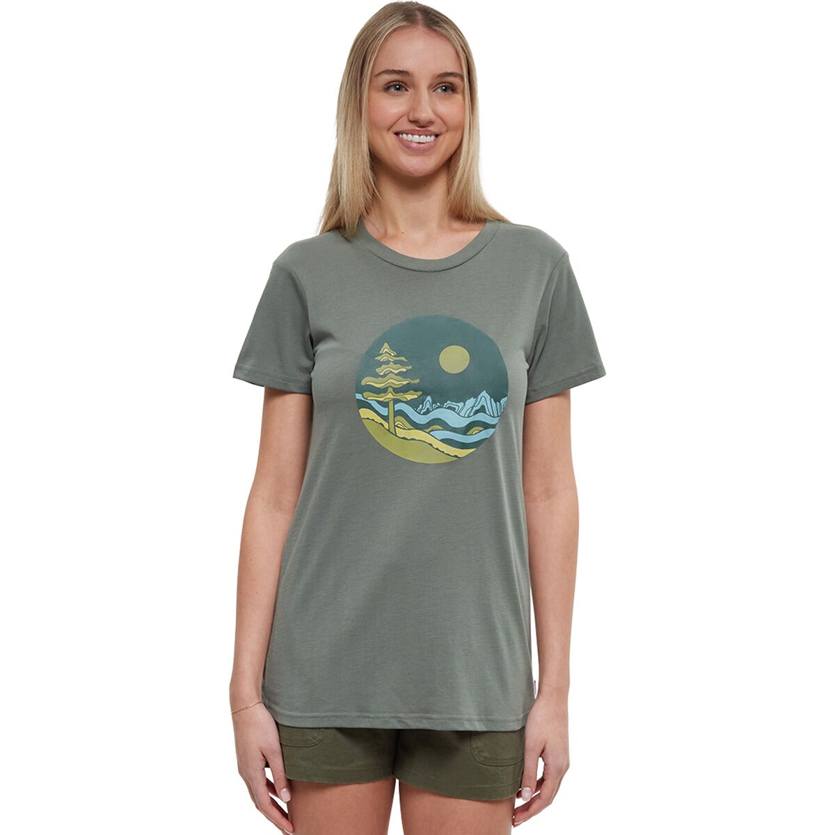 Image of Tentree Emerald Edge Portal T-Shirt - Women's Agave Green/Green Olive, L